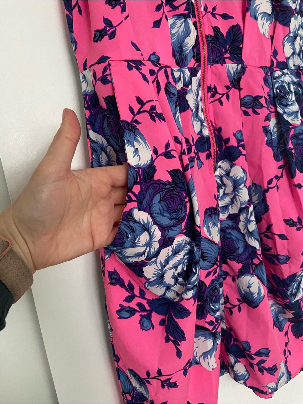 Dex Hot Pink and Blue Floral Summer Sleeveless Dress - Picture 4 of 15